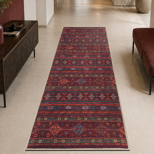 Keen Home Design 30"x84" Rug - Machine Washable Runner Rug with Non-Slip Backing, Ideal for Hallway, Entryway, Kitchen, Laundry Room - Vintage, Easy Clean, Durable, Low Pile Rug - (2'6" x 7')