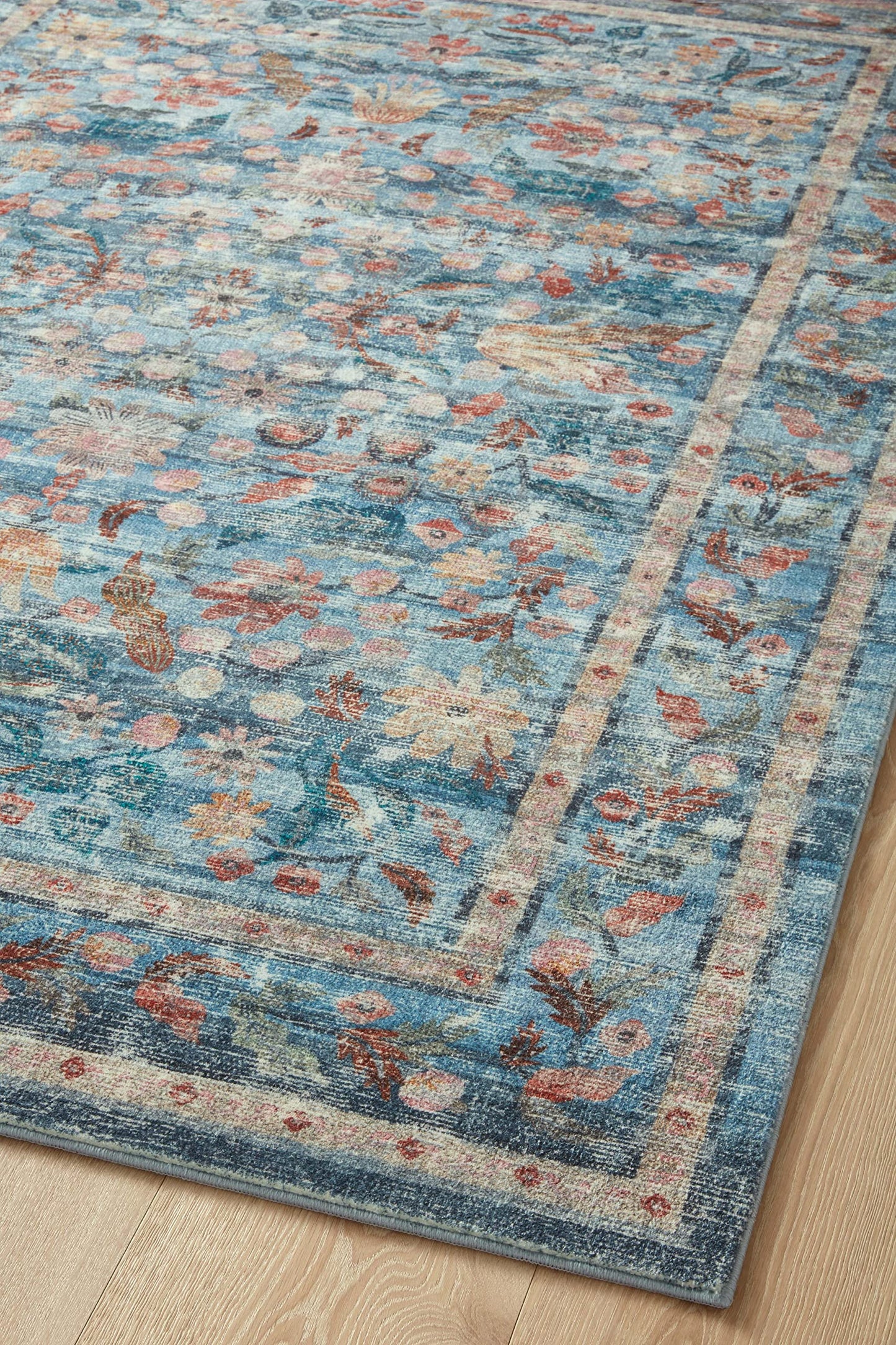 Loloi Rifle Paper Co. Courtyard Collection COU-03 Blue/Multi 7'-6" x 9'-6" Area Rug feat. CloudPile