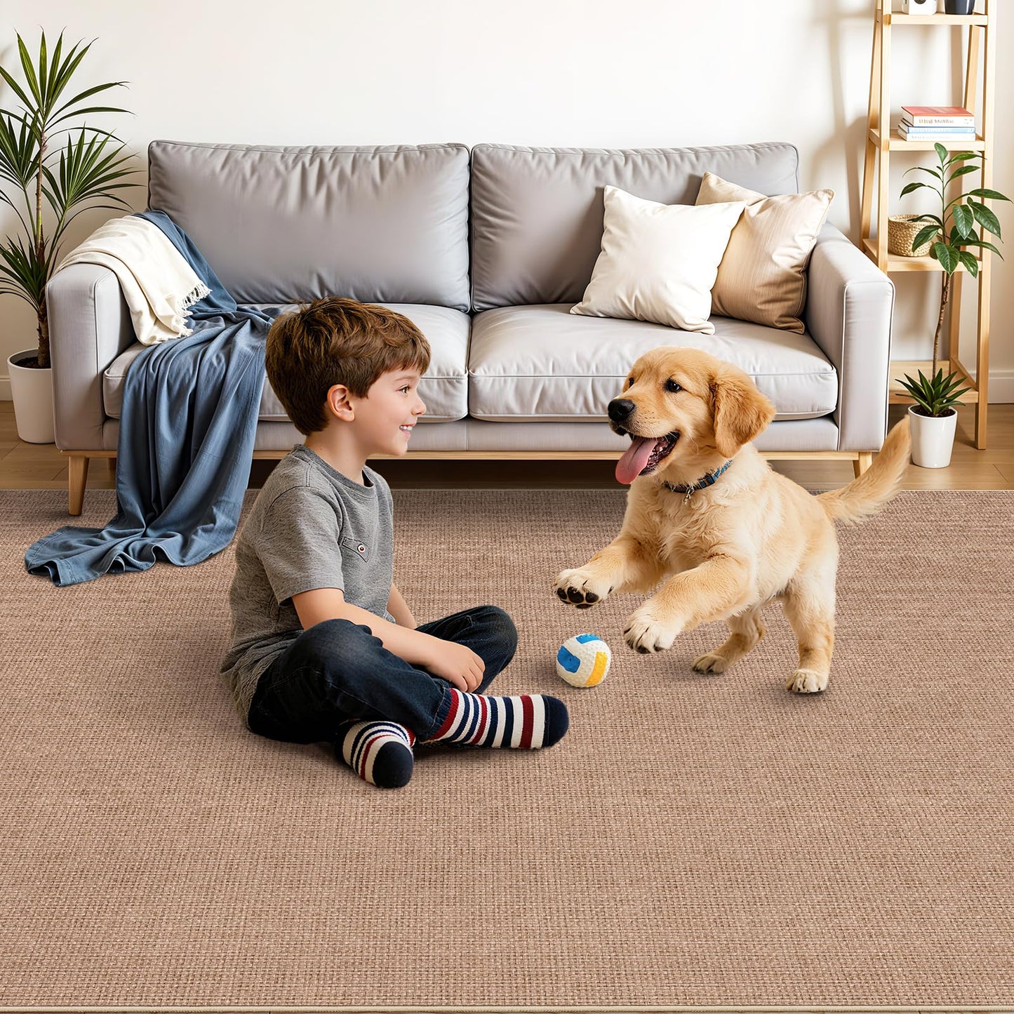 BYYVOO 3x5 No Shed Jute Rug: Machine Washable Non Slip Rugs for Entryway Front Porch Kitchen - Door Mat Area Rug Farmhouse Neutral Non Shedding - Carpet for Bedroom Living Room (Beige,3x5)