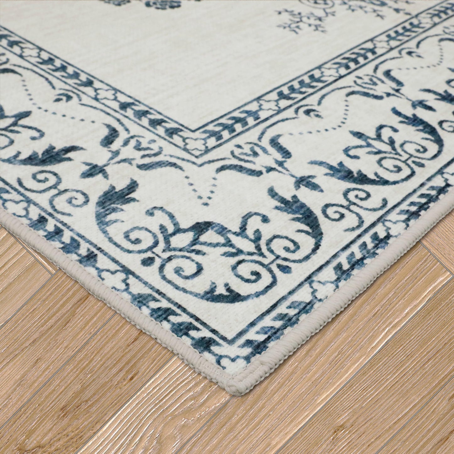 Laura Ashley Sea Spray Blue Josette Medallion Machine Washable & Slip Resistant 26" x 72" Runner Rug