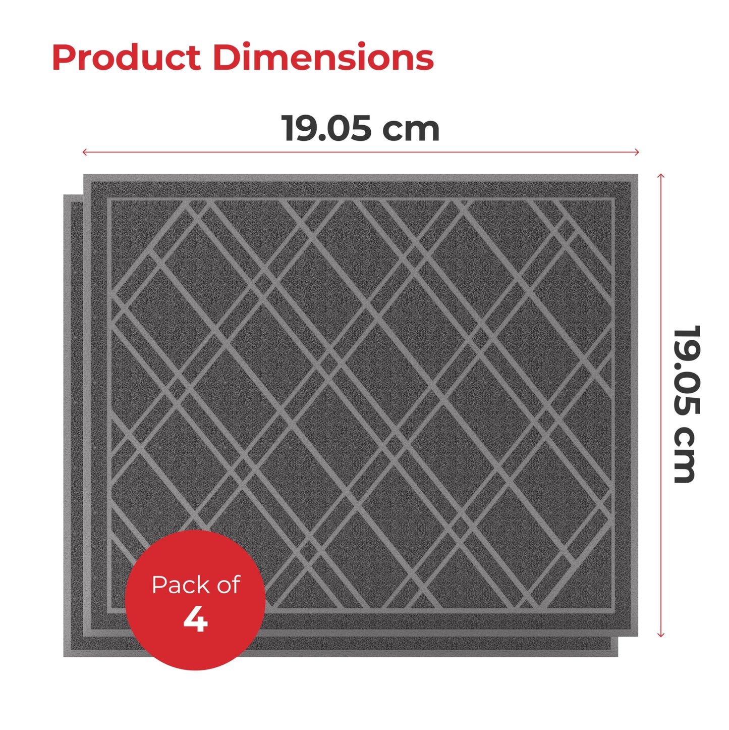 SlipToGrip Universal Door Mat, Plaid Design - Grey, 42 x 5 - No Slip, Durable and Washable, Outdoor and Indoor Floor Welcome Mat Entry - Front Door, Dust Absorbent, 2pk