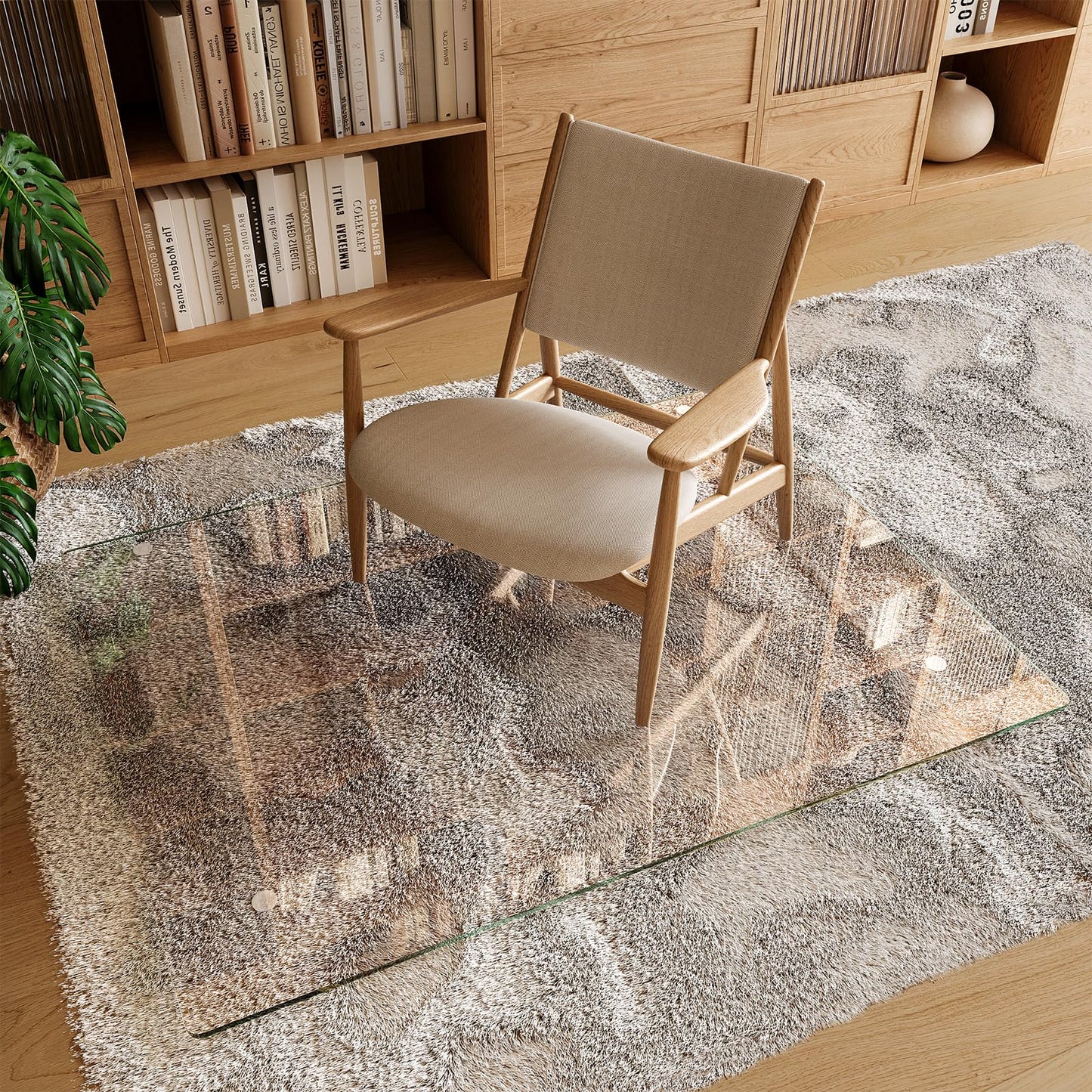 Koonmi Tempered Glass Chair Mat 36"x48" - Premium Office Chair Mat for Hardwood Floors & Low-Pile Carpet with 4 Non-Slip Pads - Thick Scratch-Resistant Surface