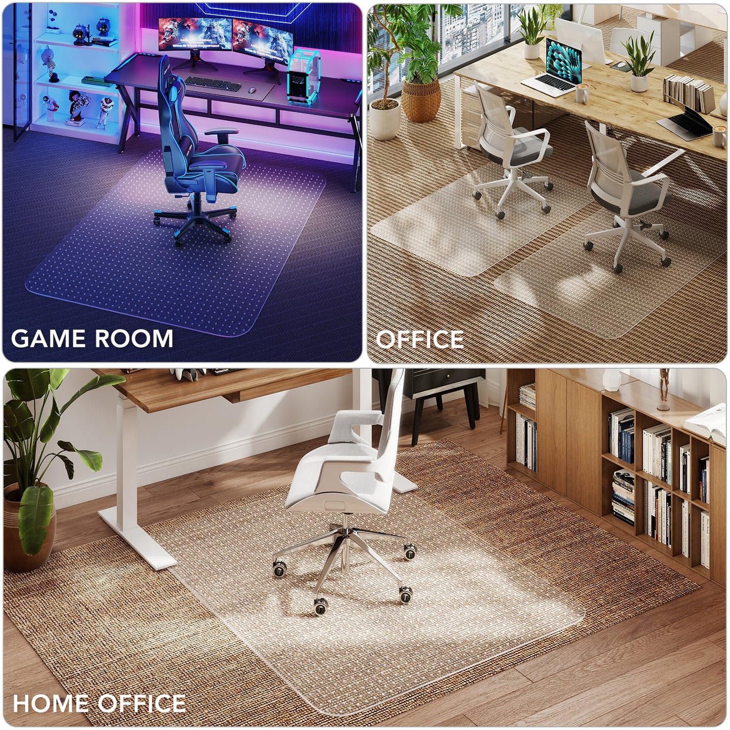 Office Chair Mat for Carpet, 36" x 48" Clear Desk Chair Mat with Lip, Heavy Duty Plastic Floor Protector for Low Pile Carpet, Smooth Easy Glide Under Desk for Office or Home