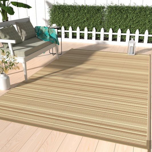 GENIMO Outdoor Rug for Patio Clearance, 5'x8' Reversible Plastic Straw Rugs, Lightweight Waterproof RV Camping Mat for Camper, Balcony, Deck, Backyard, Picnic, CoffeeBeige