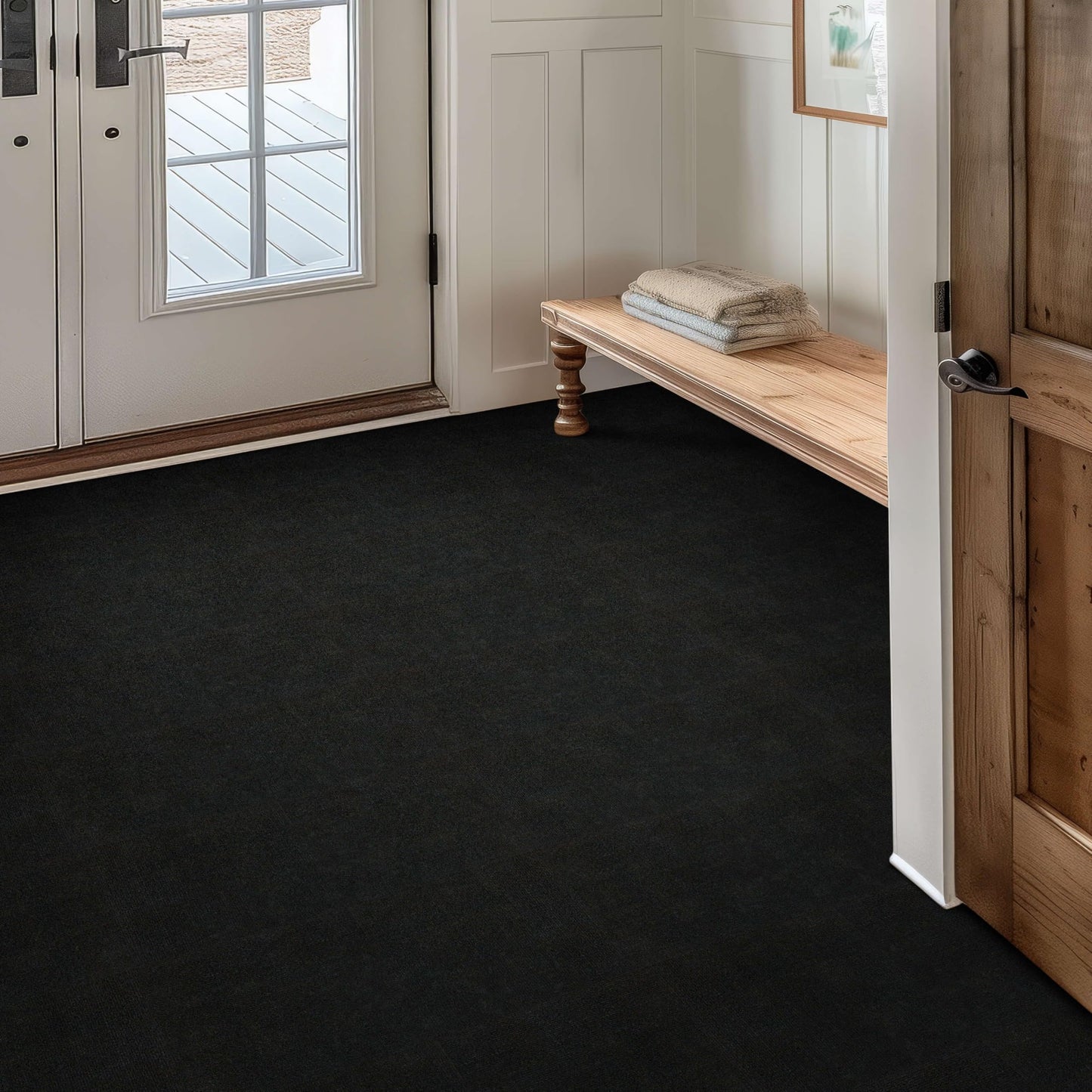 Mohawk Home Peel and Stick Carpet Tiles 12x12 Inch Indoor Outdoor Polyester, Stain Resistant, Easy DIY Install (10 Tiles, 10 Sq Ft,Black)