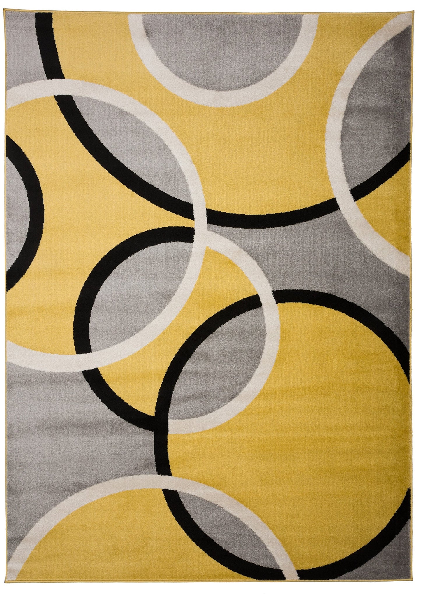 Rugshop Contemporary Abstract Circles Area Rug, Non-Shedding Carpet for Living Room, Dining Room, or Bedroom, Yellow, 6'6" x 9'