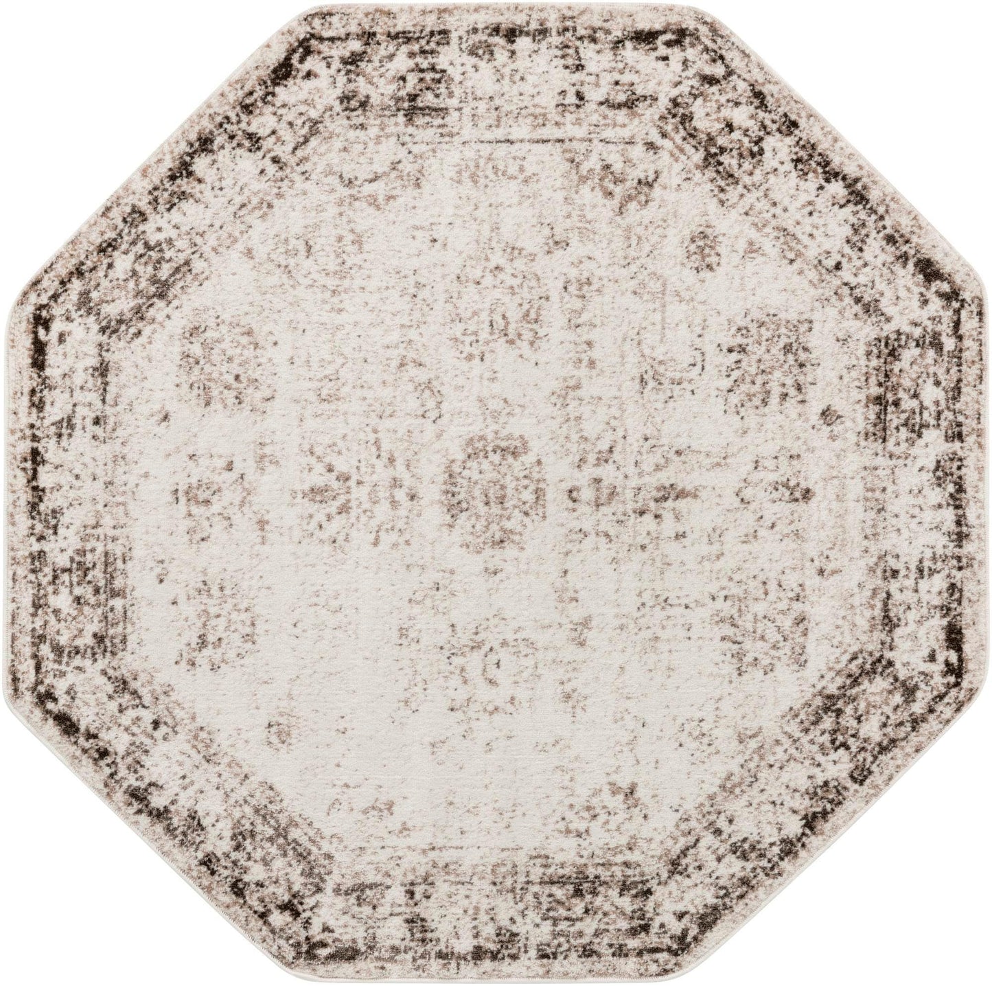 Rugs.com Monte Carlo Collection Rug – 5' Octagon Beige Medium Rug Perfect for Living Rooms, Kitchens, Entryways