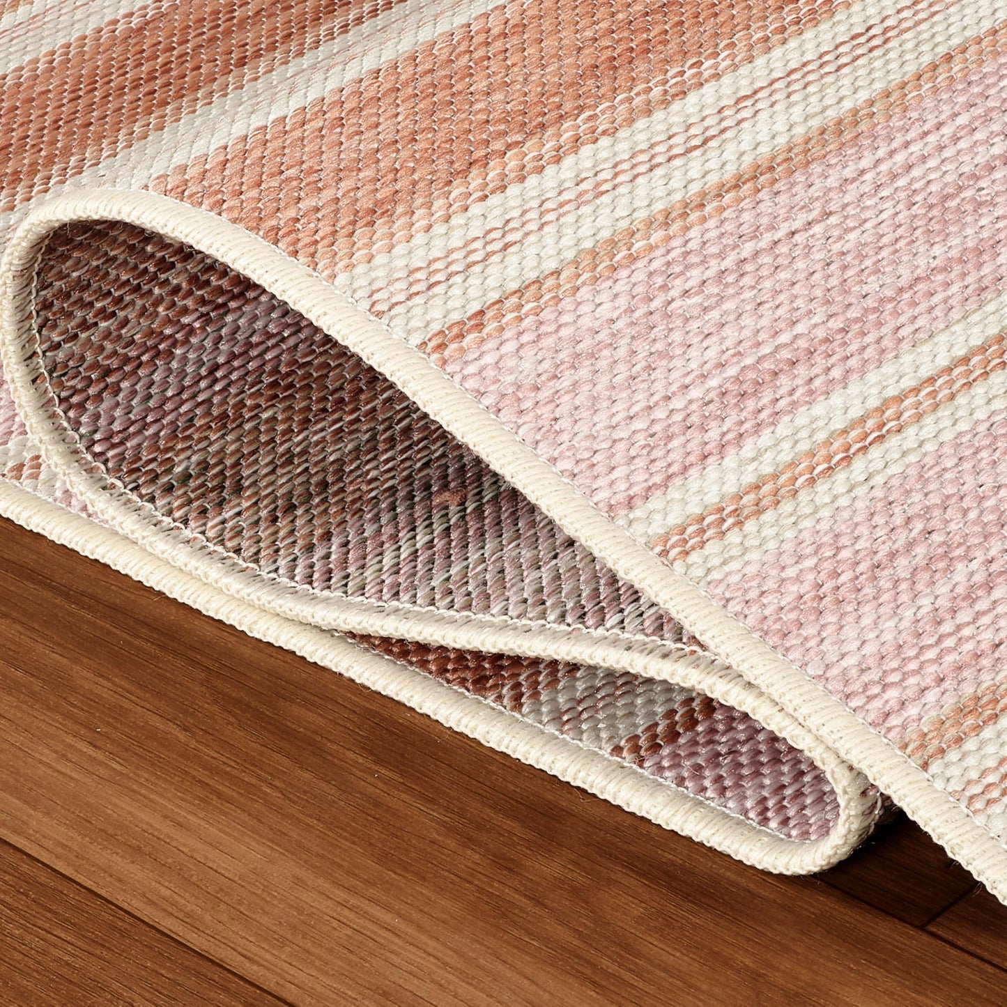 Laura Ashley Doreen Indoor Outdoor 8'x10' Area Rug Clementine Stripe Pink