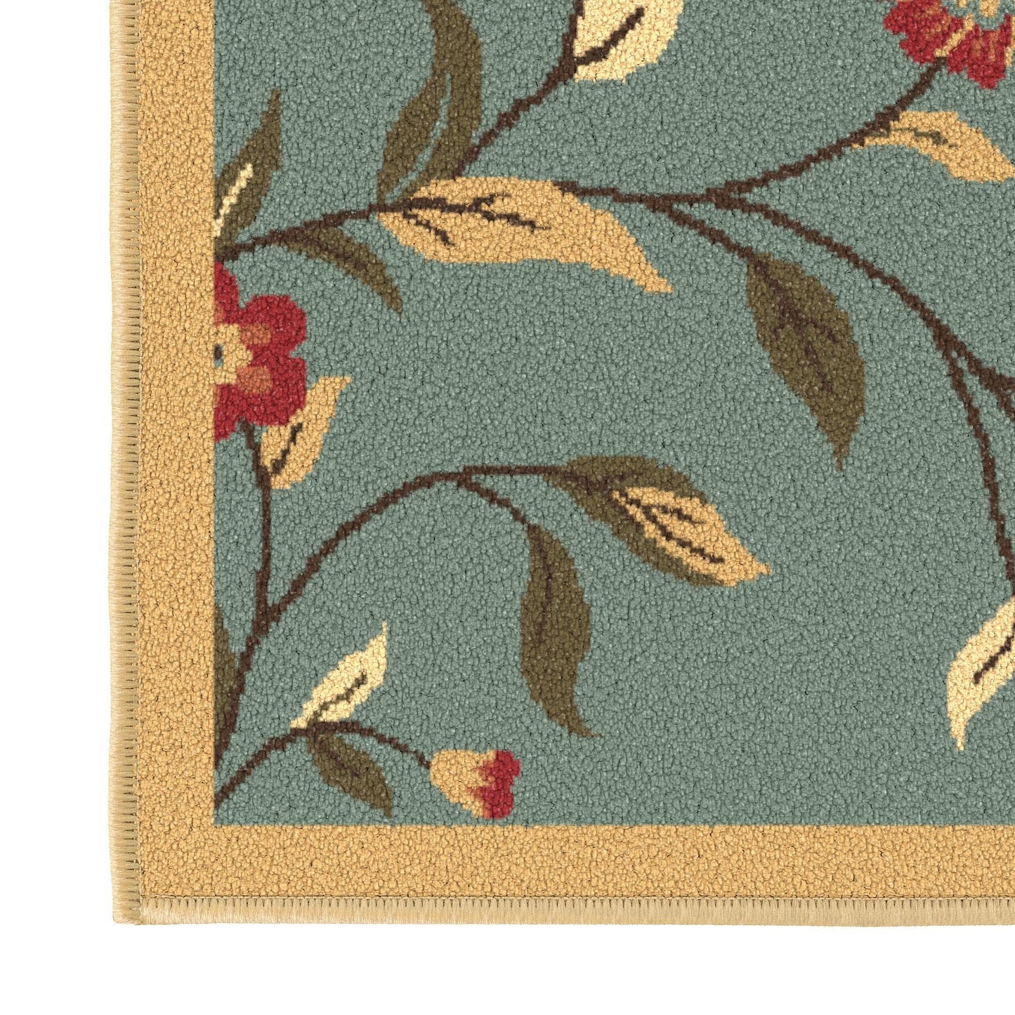 Ottomanson Hallway Runner Rug 20" x 59" Non Slip Floral Area Rugs Easy to Clean Laundry Rug Runner Durable Floor Carpet Runners for Hallways Entryway Living Room Kitchen Bathroom, Seafoam Green