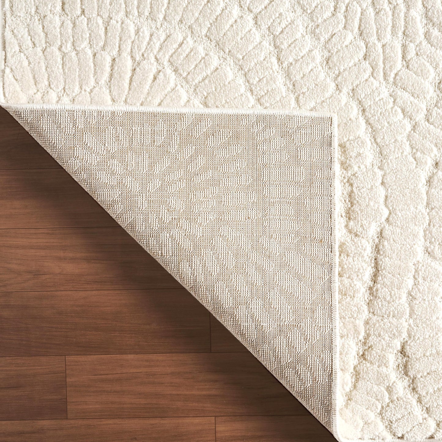 Abani Cozy Cream Area Rug for Living Room, Bedroom - Textured Floral Circle Pattern - 6' x 9' - Durable & Easy to Clean
