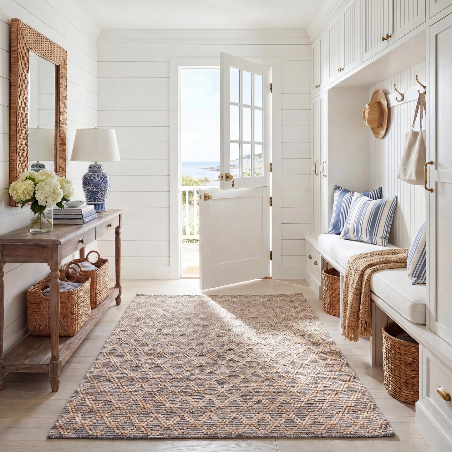 SAFAVIEH Natural Fiber Collection Area Rug - 5' x 8', Natural & Black, Flat Weave Farmhouse Geometric Jute Design, Ideal for High Traffic Areas in Living Room, Bedroom (NF382A)