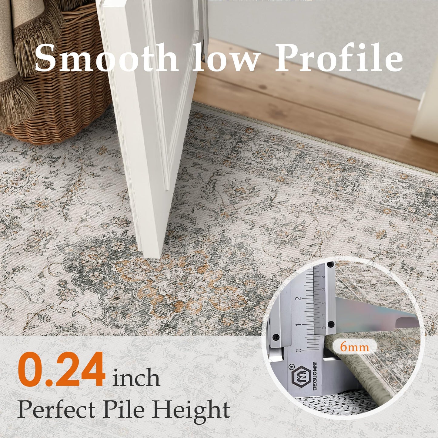 HUGEAR 2x3 Entryway Area Rug Retro Taupe Green Small Rug Machine Washable Door Mat Vintage Floral Low Pile Carpet Distressed Throw Rug Entrance Kitchen Bathroom Office Non Slip Soft Lightweight