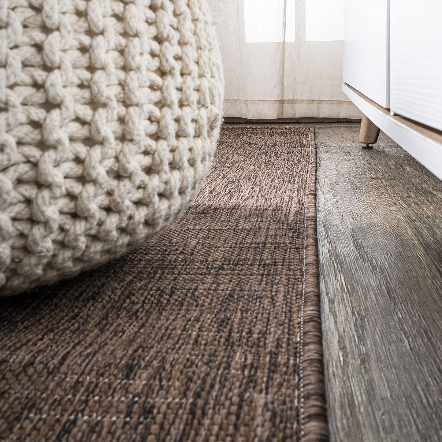 JONATHAN Y Modern Strie' Indoor Outdoor Runner Rug 2X10 Brown/Beige, Tavira for Backyard, Patio, Porch, Easy-Cleaning, High Traffic, Pet-Friendly, Non-Shedding (SMB113B-210)