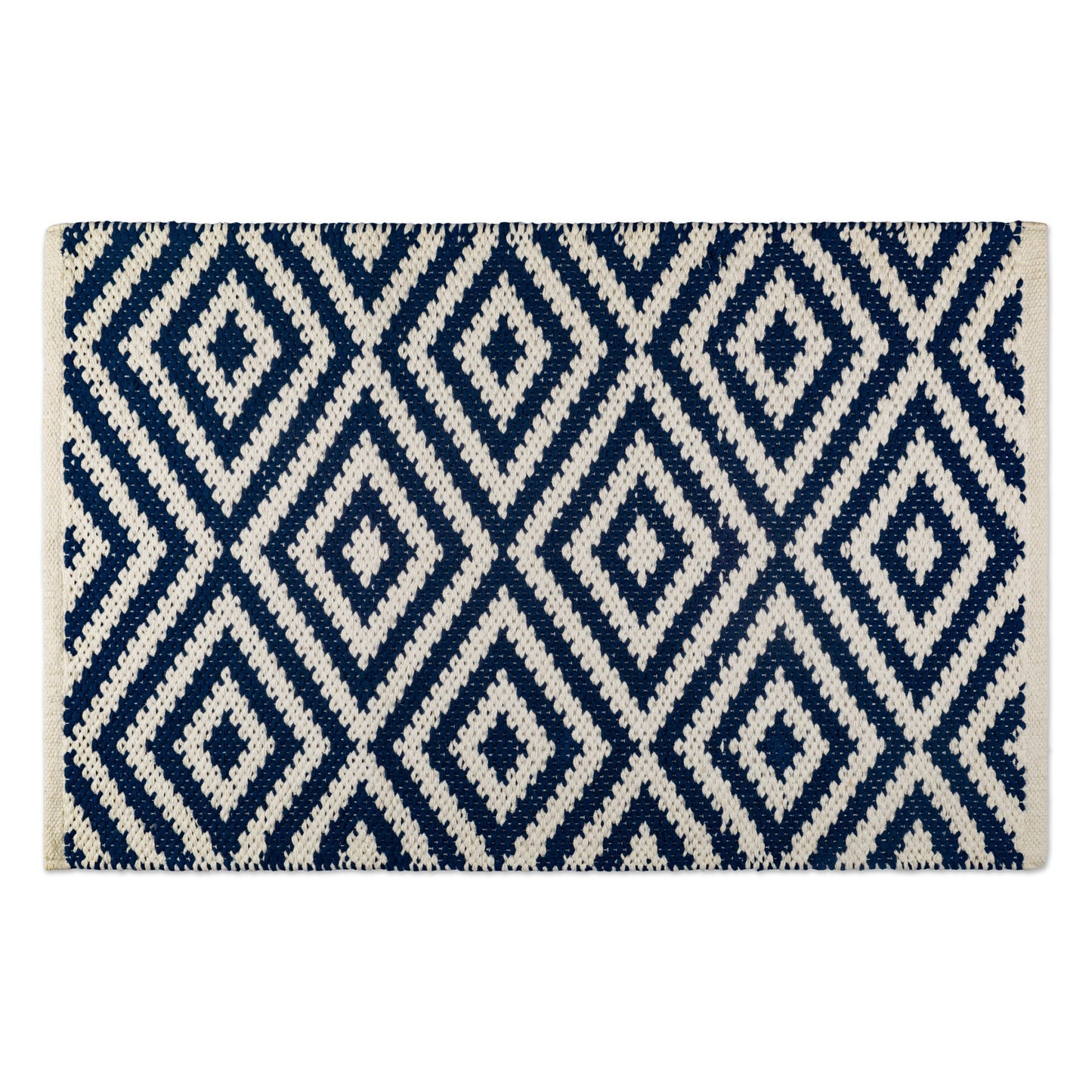 DII Indoor Braided Cotton Area Rug, Handloomed Yarn Dyed Woven, Reversible, 20x31.5, Navy Diamond