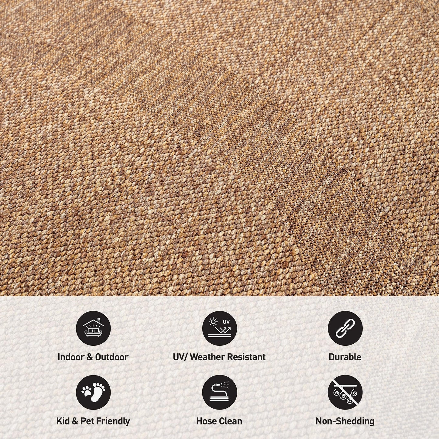Rugshop Abstract Indoor Outdoor Flat Woven Area Rug,Natural Jute-Style,Easy-Care Patio Rug for Backyard Porch Deck Balcony, 6'6" x 9' Natural/Jute