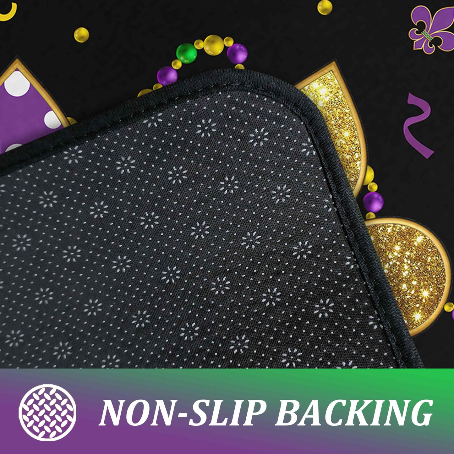 Lumiprinta Mardi Gras Kitchen Rug Set of 2, Carnival Absorbent Washable Non-Slip Comfort Standing Floor Mat for Kitchen Bathroom Living Room Sink Laundry