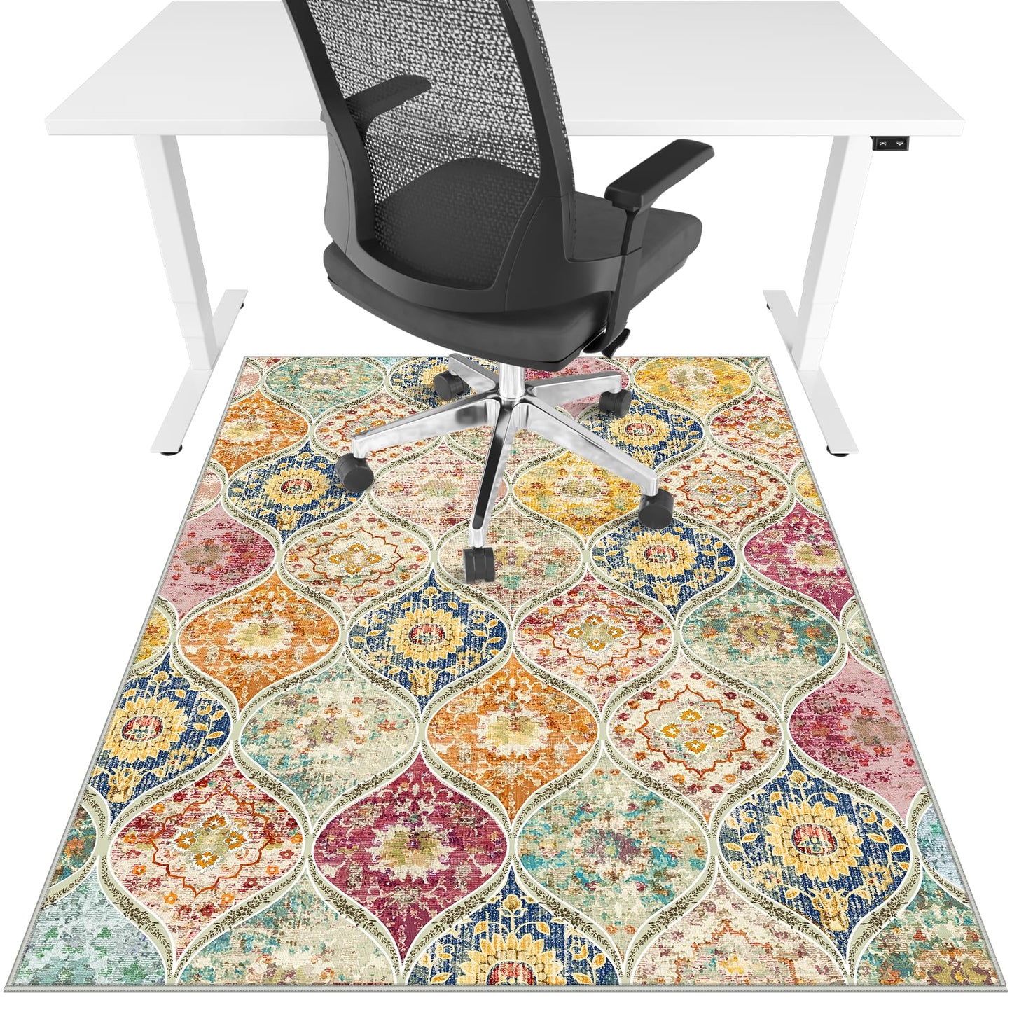 Office Chair Mat for Hardwood Floor & Tile Floor,36"X 48" Heavy Duty Desk Chair Mat for Hard Floors, Under Desk Rug for Rolling Computer Chair,Anti Slip,Low Pile Carpet Floor Protector-Multi