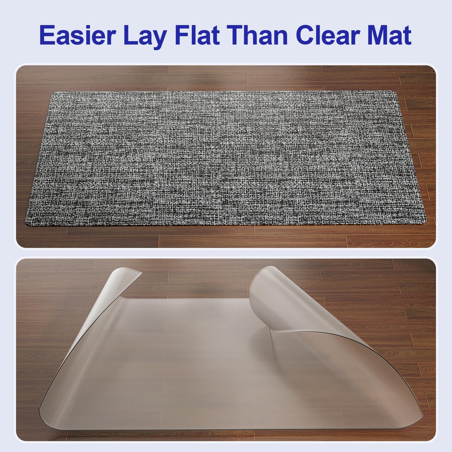 Delamu Office Chair Mat for Hardwood Floor, Non-Slip PVC Woven Computer Desk Chair Mat, 45"×53" Heavy Duty Hard Floor Protector for Rolling Chairs, Black & White, Not for Carpet