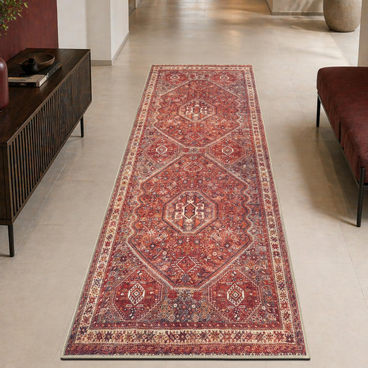 Keen Home Design 30"x144" Rug - Machine Washable Runner Rug with Non-Slip Backing, Ideal for Hallway, Entryway, Kitchen, Laundry Room - Vintage, Easy Clean, Durable, Low Pile - (2'6" x 12')