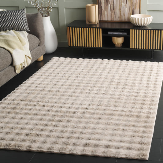 SAFAVIEH Washable Rug Faux Rabbit Bubble Shag Collection - 5' x 7', Beige, Slip Resistant & Easy Cleaning, Plush Texture Shag, Ideal for Living Room, Bedroom, Dining Space (FRB100B)