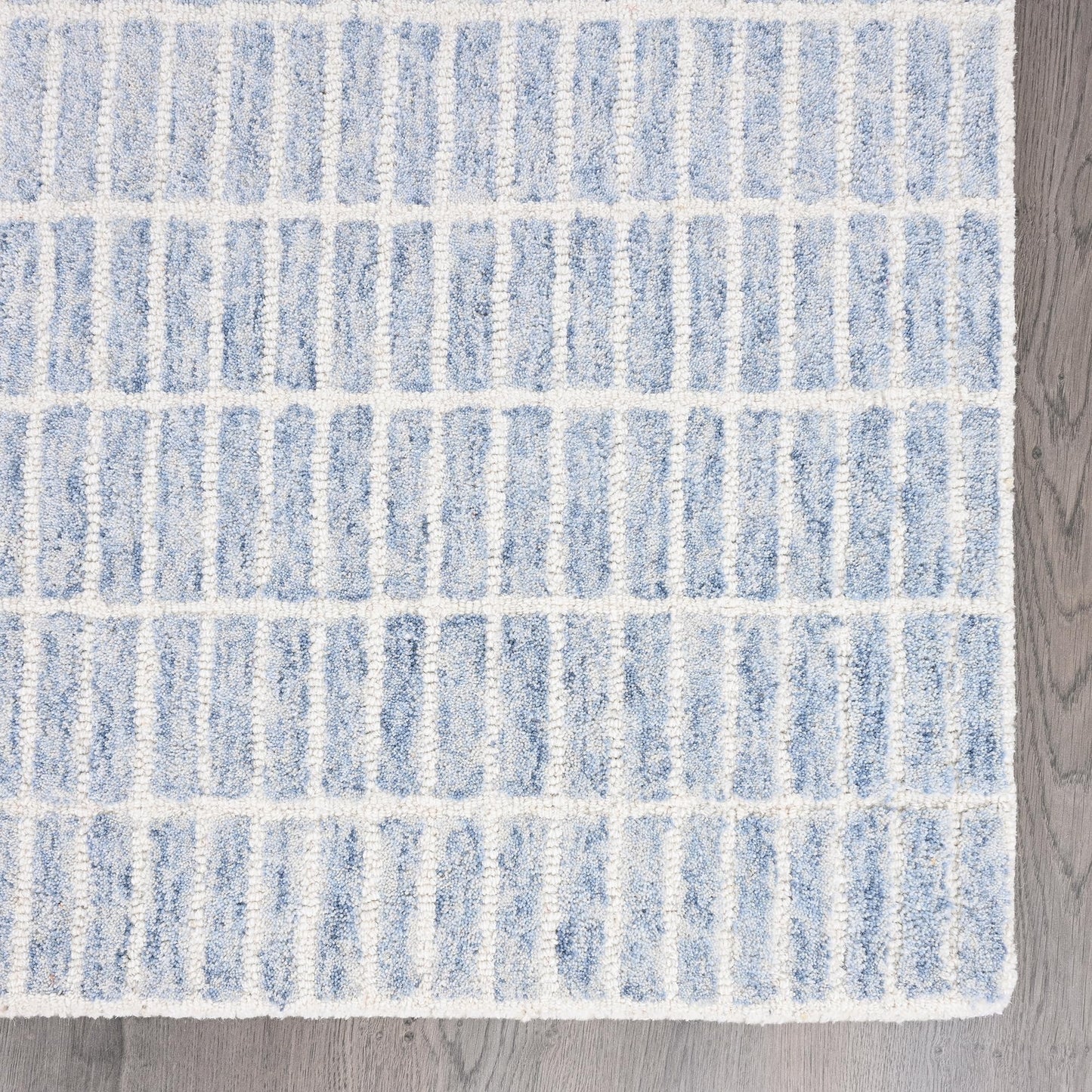 RUGORIA Hand-Tufted 100% Wool Area Rug – Unique Modern Geometric Grid Pattern, Soft Plush Textured Carpet for Living Room, Bedroom, Dining Room & Entryway (Blue,Ivory, 6' x 9')