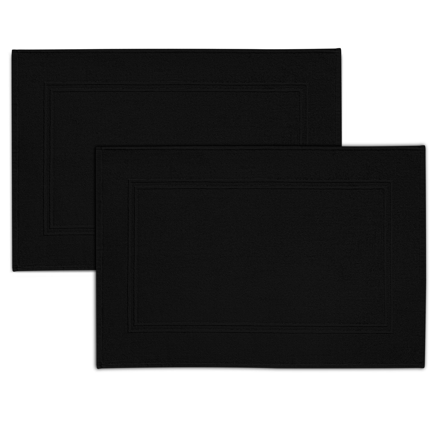 Tens Towels Pack of 2 Bath Mats 100% Cotton, 20 x 32 Inches, Super Absorbent, Hotel Quality Premium Floor Towels, Luxurious, Soft & Quick Dry, Not a Bathroom Rug, Black