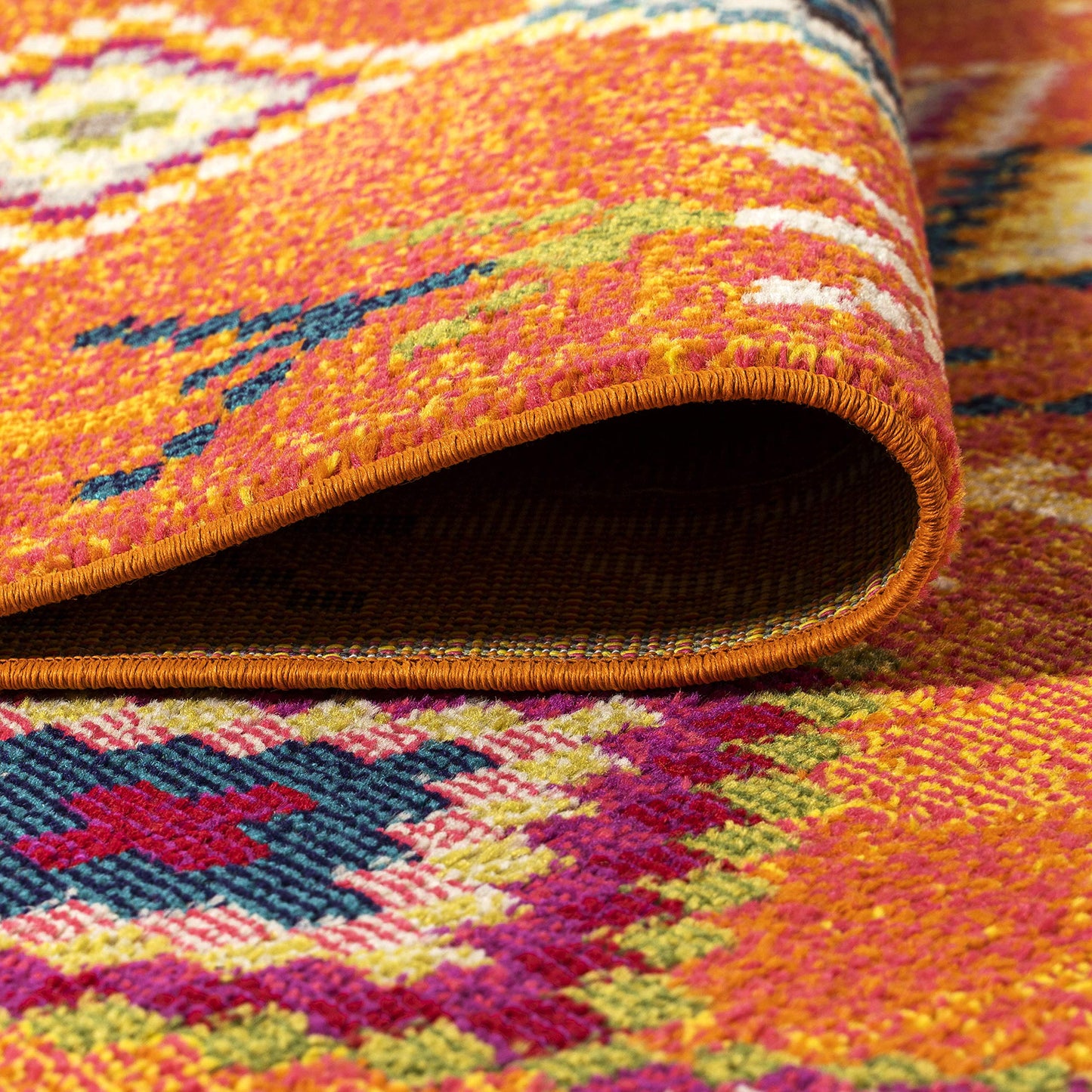 JONATHAN Y Tribal Love Geometric Orange/Multi Indoor Area Rug, 4x6, Bohemian, Casual, Easy-Cleaning for Living Room, Bedroom, Kitchen, Pet Friendly, Non-Shedding (MOH105C-4)