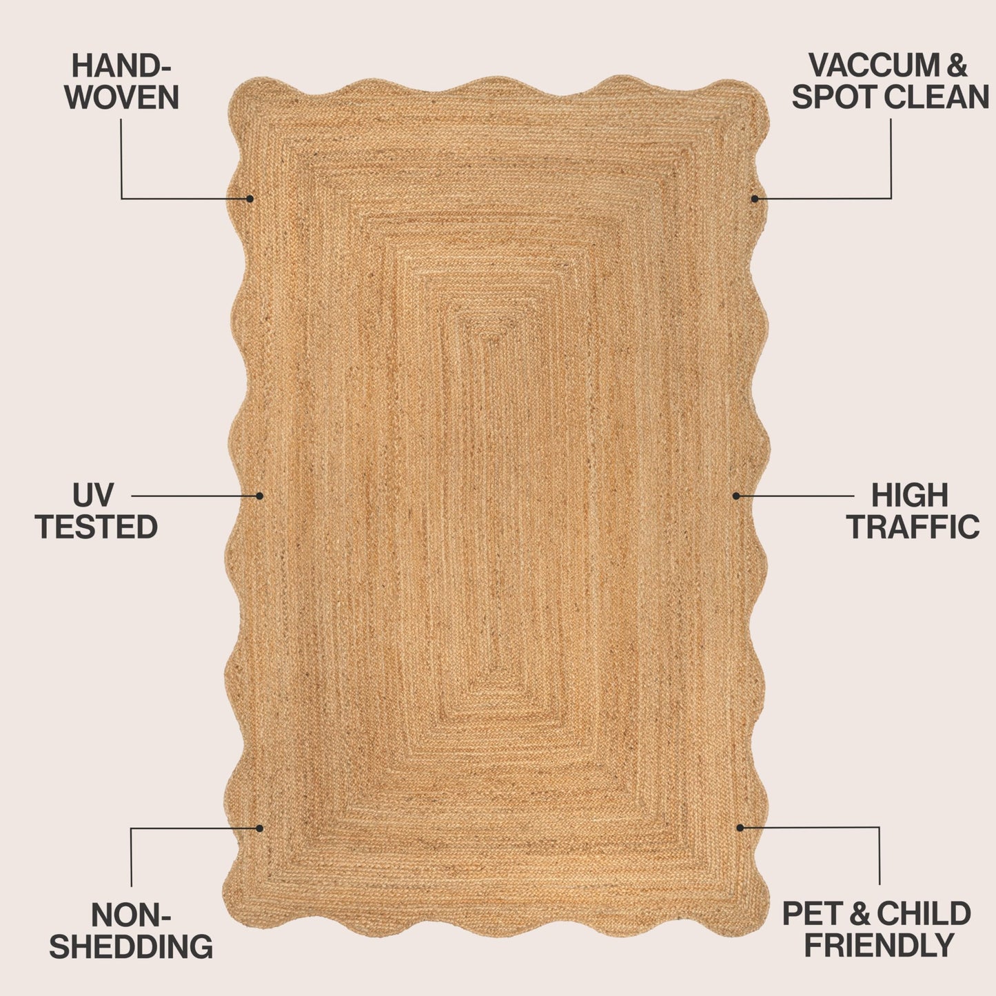 JONATHAN Y Seaside Cottage Scallop Edge Jute Natural Indoor Runner Rug, 2x6, Farmhouse, Rustic, Cottage, Easy-Cleaning for Living Room, Bedroom, Kitchen, Non-Shedding (RNF201A-26)