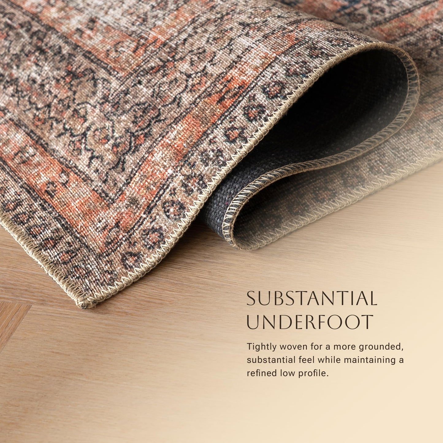 KNOTTING MATTERS Rustica 3’ x 5’ Area Rug – Clay Rose & Blue-Cast Graphite Heritage Flatweave, Low-Pile – Easy Clean Accent Rug – Perfect for Entryway, Hallway, Kitchen, Bedroom – Pet & Kid Friendly