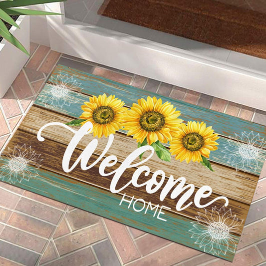 Xinglunla Summer Doormat Sunflower Front Door Welcome Mat Vintage Rustic Yard Non Slip Seasonal Home Decoration Indoor Outdoor 17 X 29 Inch