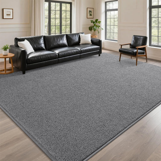 DweIke 5x7 Grey Rugs for Bedroom Living Room, Soft Fluffy Washable Low Pile Solid Color Rug, Non-Slip Throw Carpets for Kids Boys Girls Dorms Nursery Classroom Home Decor