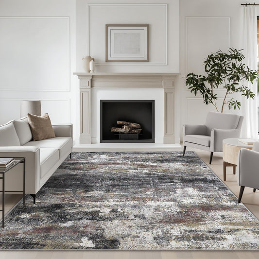 BEIMO Area Rugs 5x7 for Living Room Bedroom, Modern Abstract Machine Washable Soft Dark Gray Rug, Floor Carpet with Non Slip Backing for Dining Room