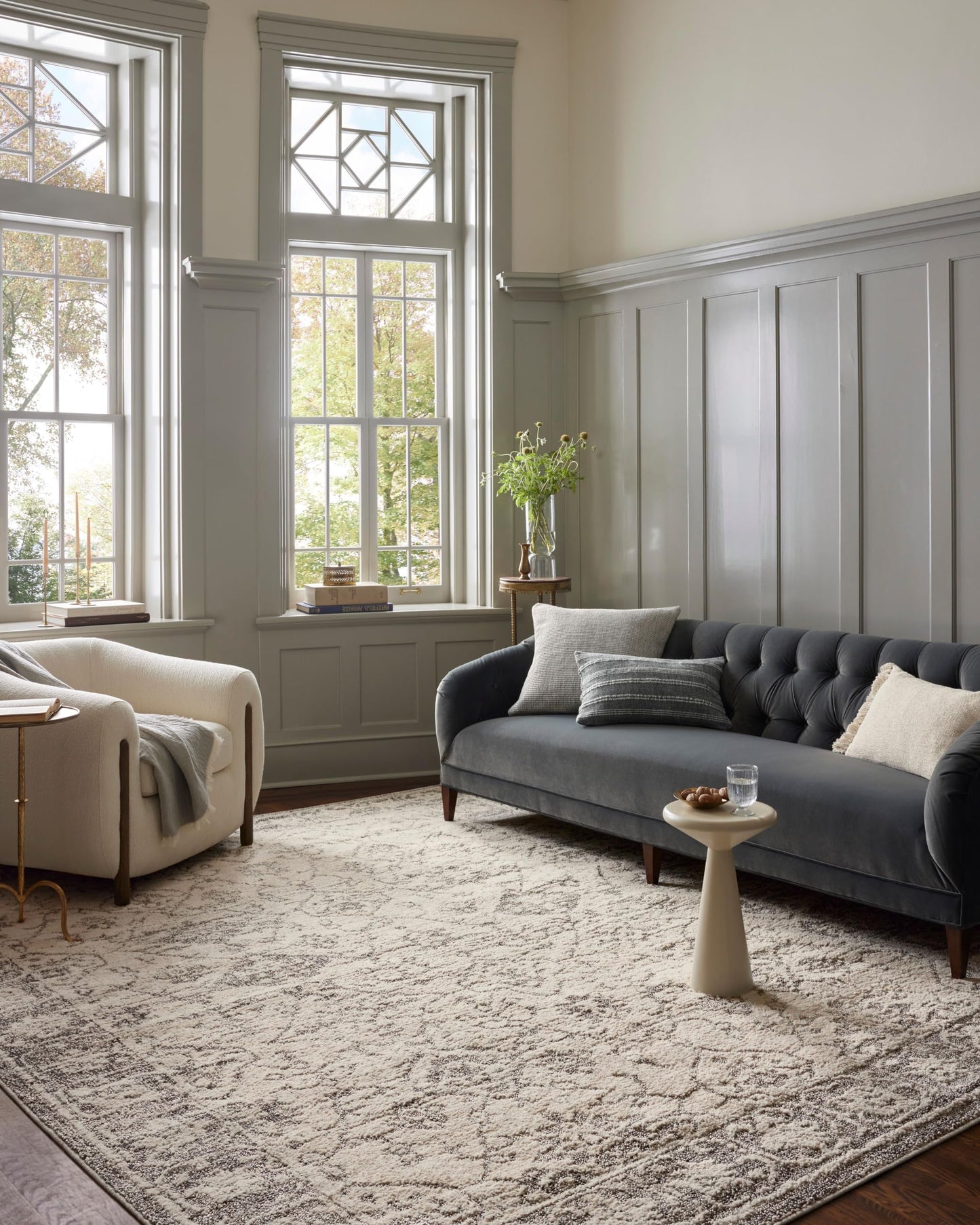 Loloi Magnolia Home by Joanna Gaines Gigi Collection GIG-02 Ivory/Stone 5'-3" x 7'-6" Area Rug