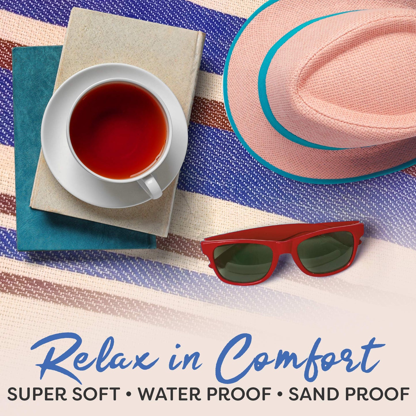 scuddles Waterproof Picnic Blanket 60" x 60" for Beach, Camping and Travel