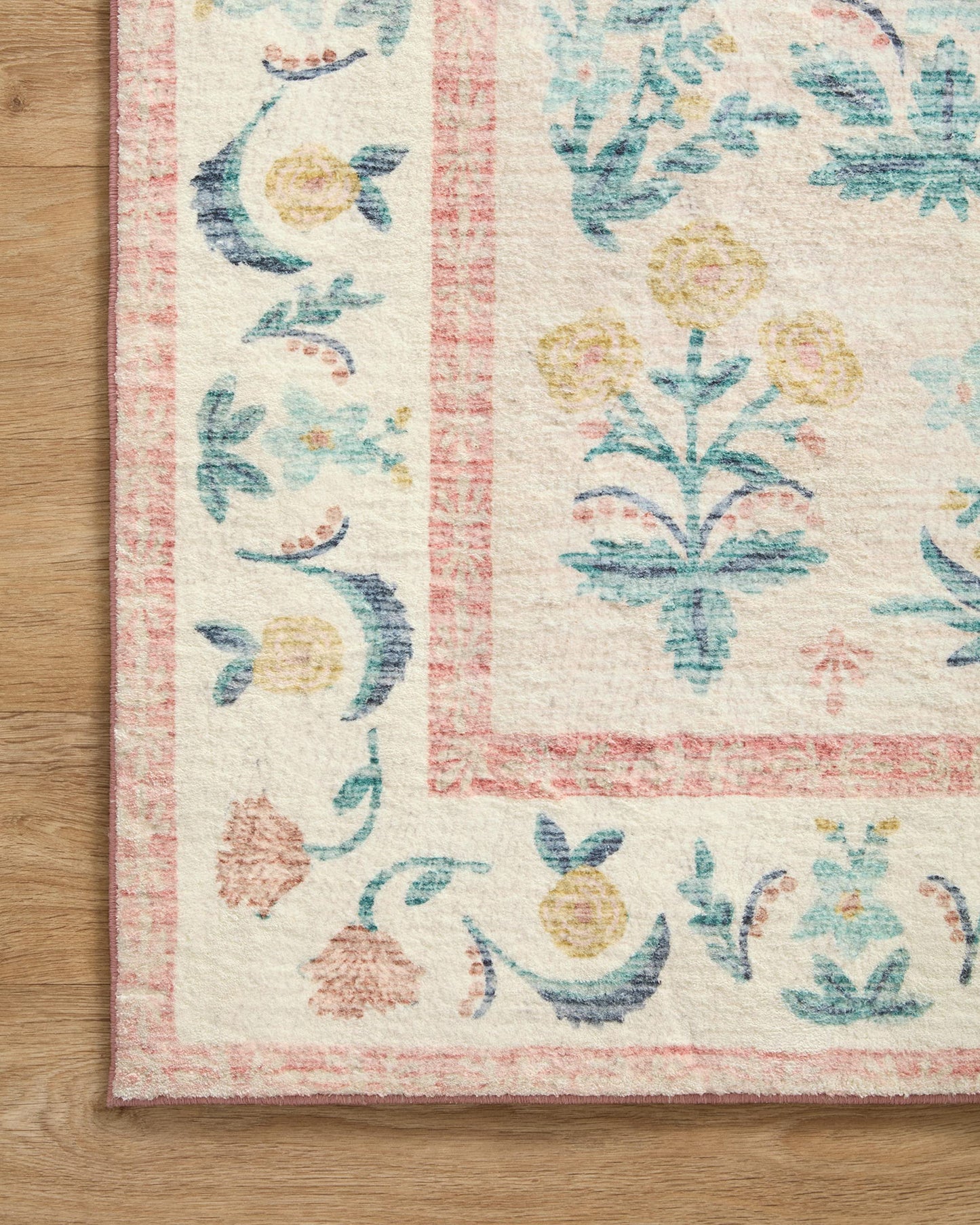 Loloi Rifle Paper Co. Eden Collection EDE-01 Mughal Rose Blush 8'-6" x 11'-6" Area Rug feat. CloudPile™