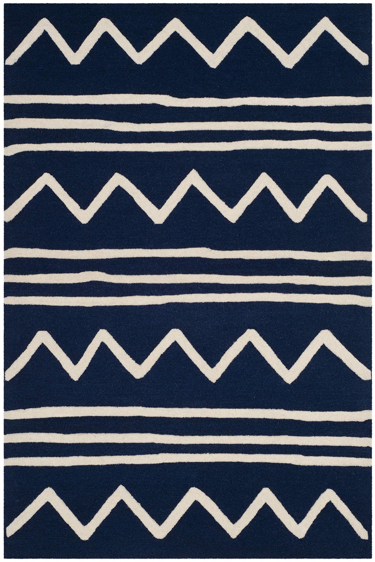 SAFAVIEH Kids Collection Area Rug - 9' x 12', Navy & Ivory, Handmade Moroccan Wool, Ideal for High Traffic Areas in Living Room, Bedroom (SFK907N)