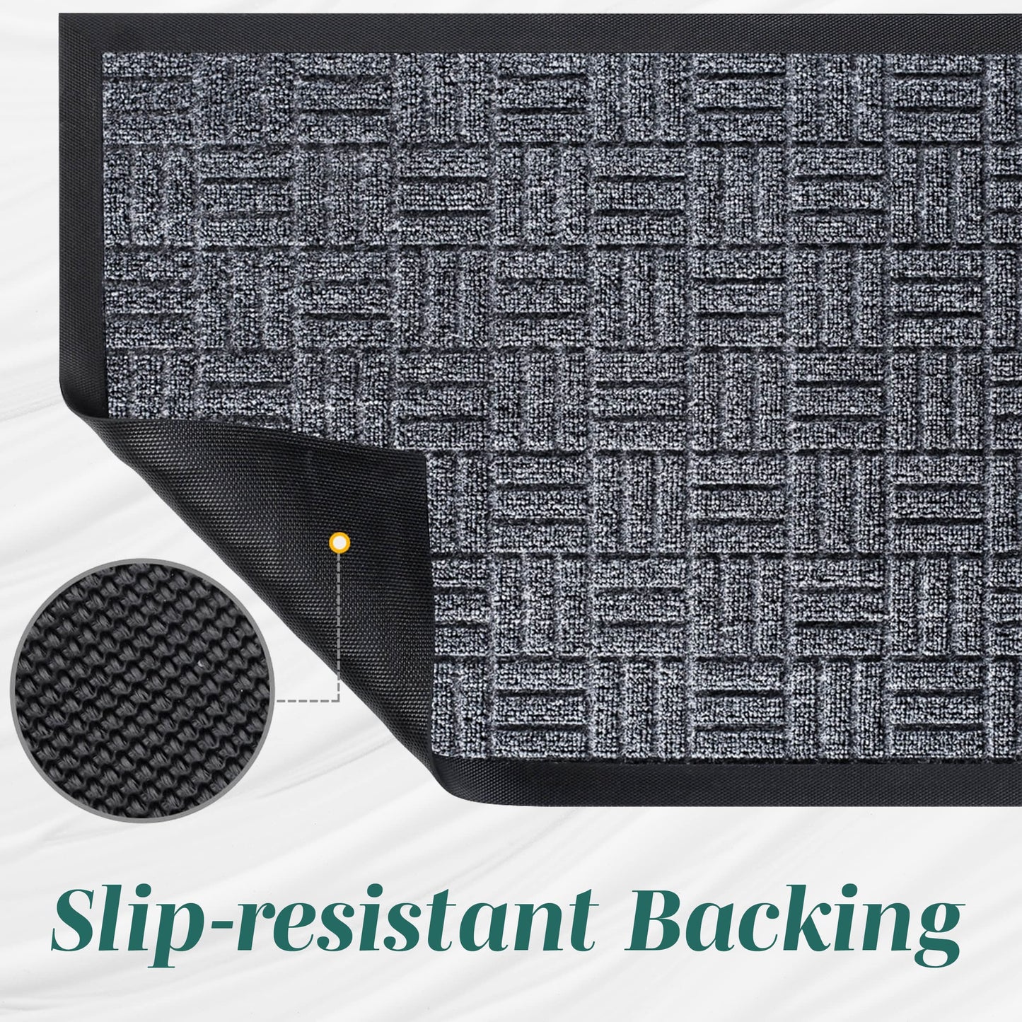 Front Door Mats, 2 Pc Set, 29.5 x 17, All Weather Entry and Back Yard, Indoor and Outdoor Safe, Slip Resistant Rubber Backing, Absorbent and Waterproof, Dirt Trapping Rugs for Entryway