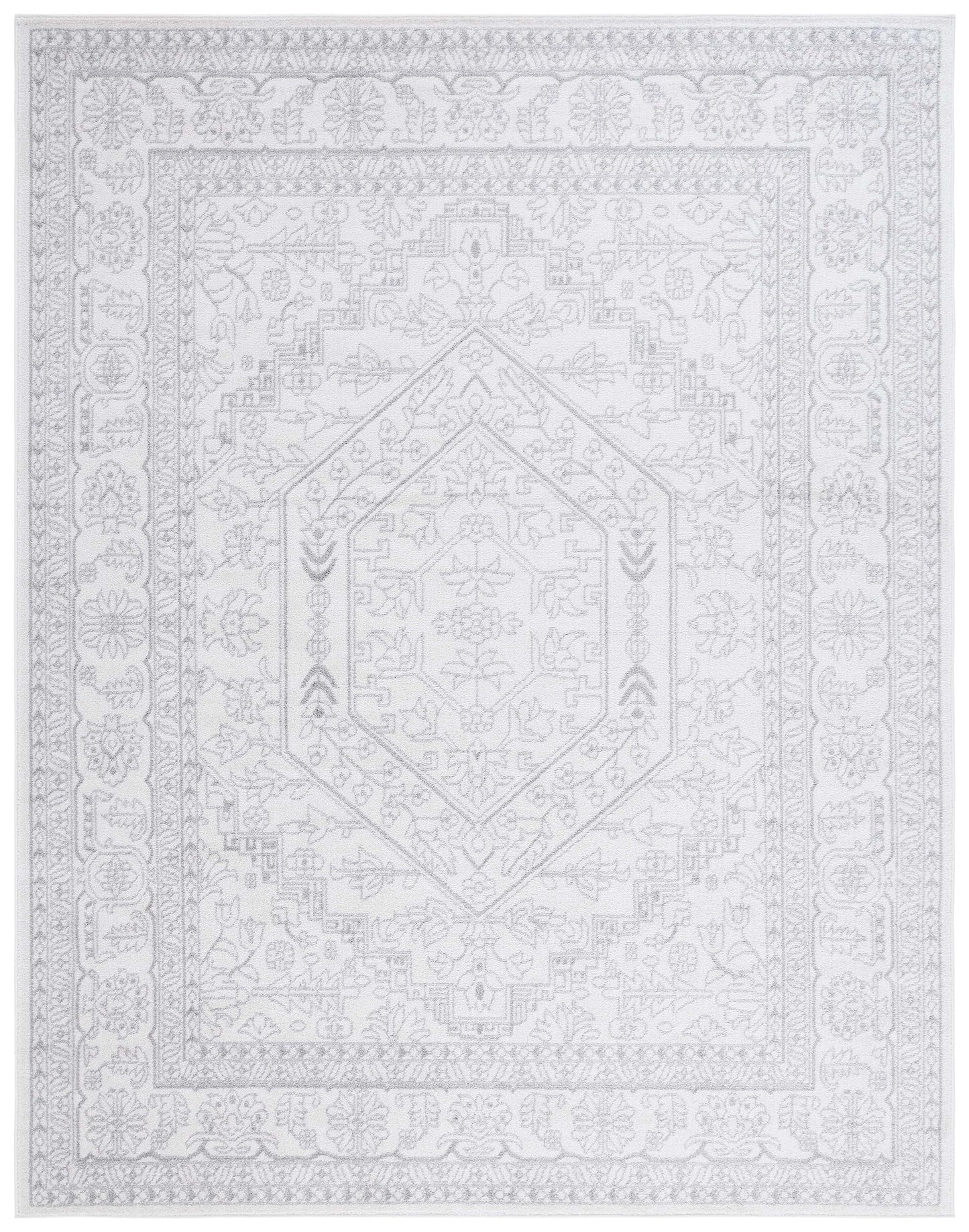 SAFAVIEH Area Rug 9x12 - Adirondack Collection - Large - Ivory & Silver, Oriental Medallion Design, Non-Shedding & Easy to Clean, Ideal for Living Room, Bedroom, Dining Space (ADR108B)