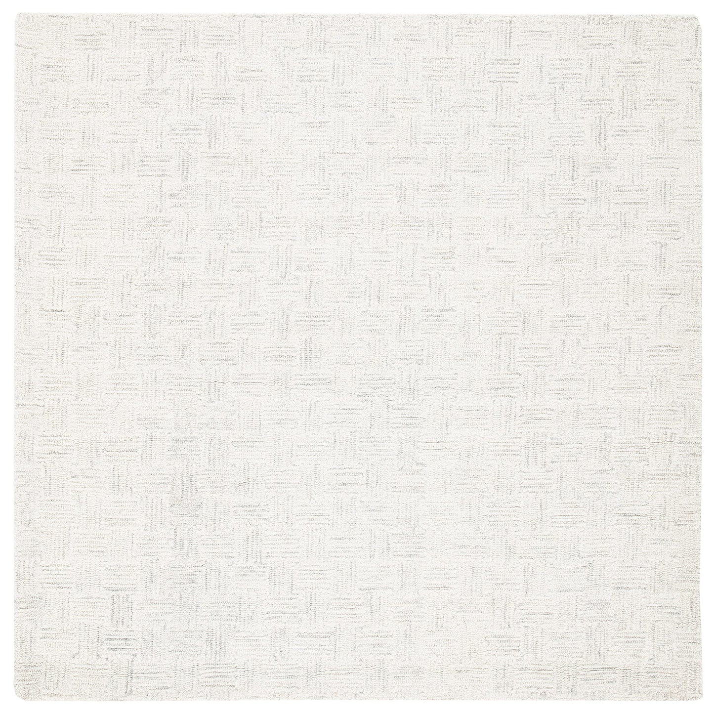 SAFAVIEH Micro-Loop Collection Area Rug - 7' Square, Light Grey & Ivory, Handmade Wool, Ideal for High Traffic Areas in Living Room, Bedroom (MLP537F)