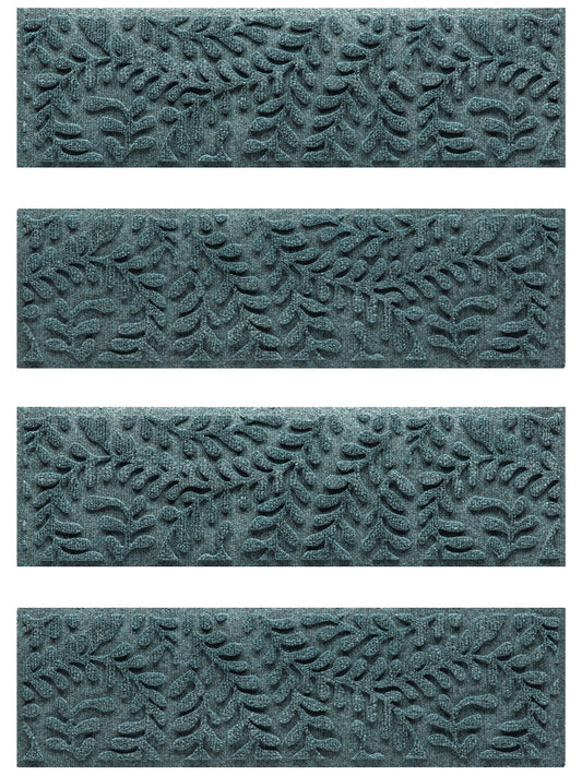 WaterHog Boxwood Stair Treads for Indoor Ourdoor Stairs, Absorbent All-Weather Stair Runner with Rubber Backing, Dirt & Moisture Trapper, Easy Clean Mat, Made in USA, 8.5"x30", 4pcs, Bluestone
