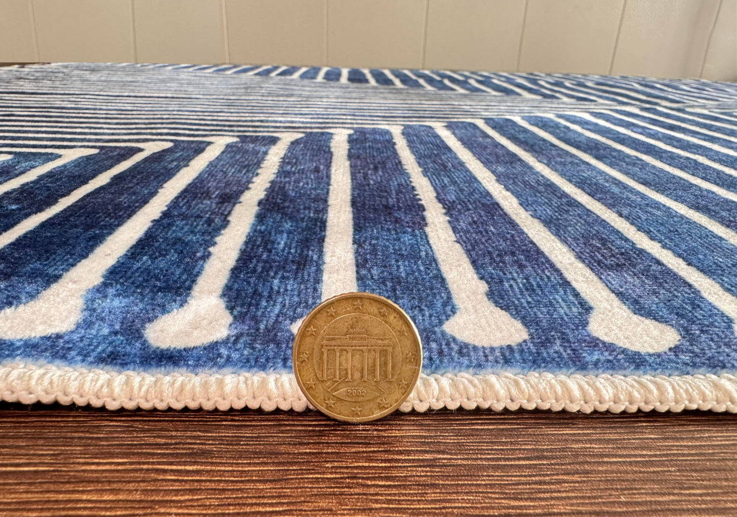 GLN Rugs Contemporary - Assos - Machine Washable Area Rug, Modern Washable, Non Slip, Low Pile Area Rug, Entryway, Hallway, Kitchen Rug - Easy Clean (3' x 5' Lines Blue)