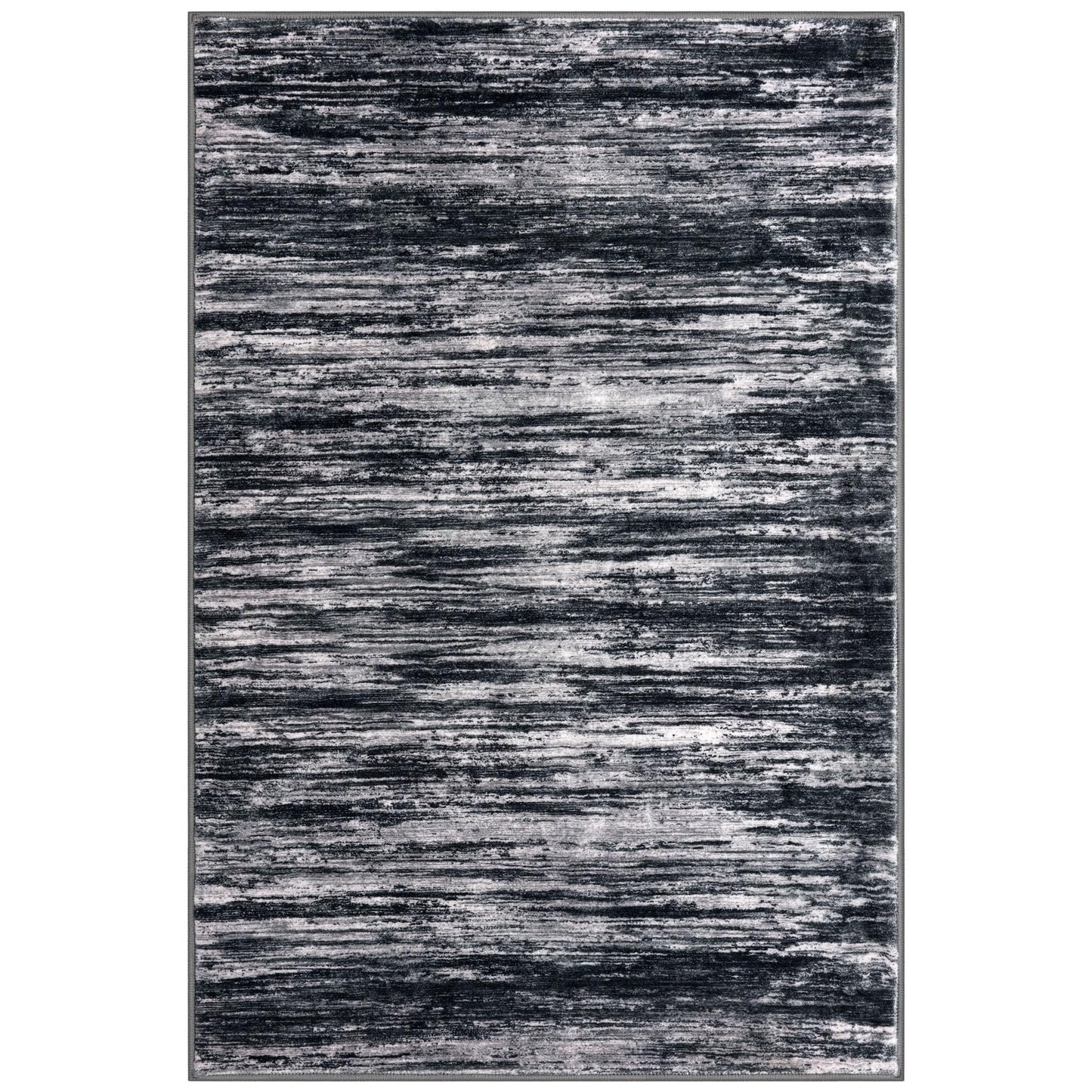 SIILOOM 8x10 Modern Abstract Area Rug for Bedroom, Black Large Super Soft Washable Rugs with Non-Slip, Non-Shedding Carpet for Living Room, Indoor Door Mat for Office Home Décor