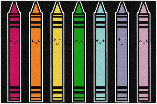 Flagship Carpets School Days Crayons Educational Area Rug for Kids Room, Children's Classroom Rug for Teaching and Playroom, 5' X 7'6"