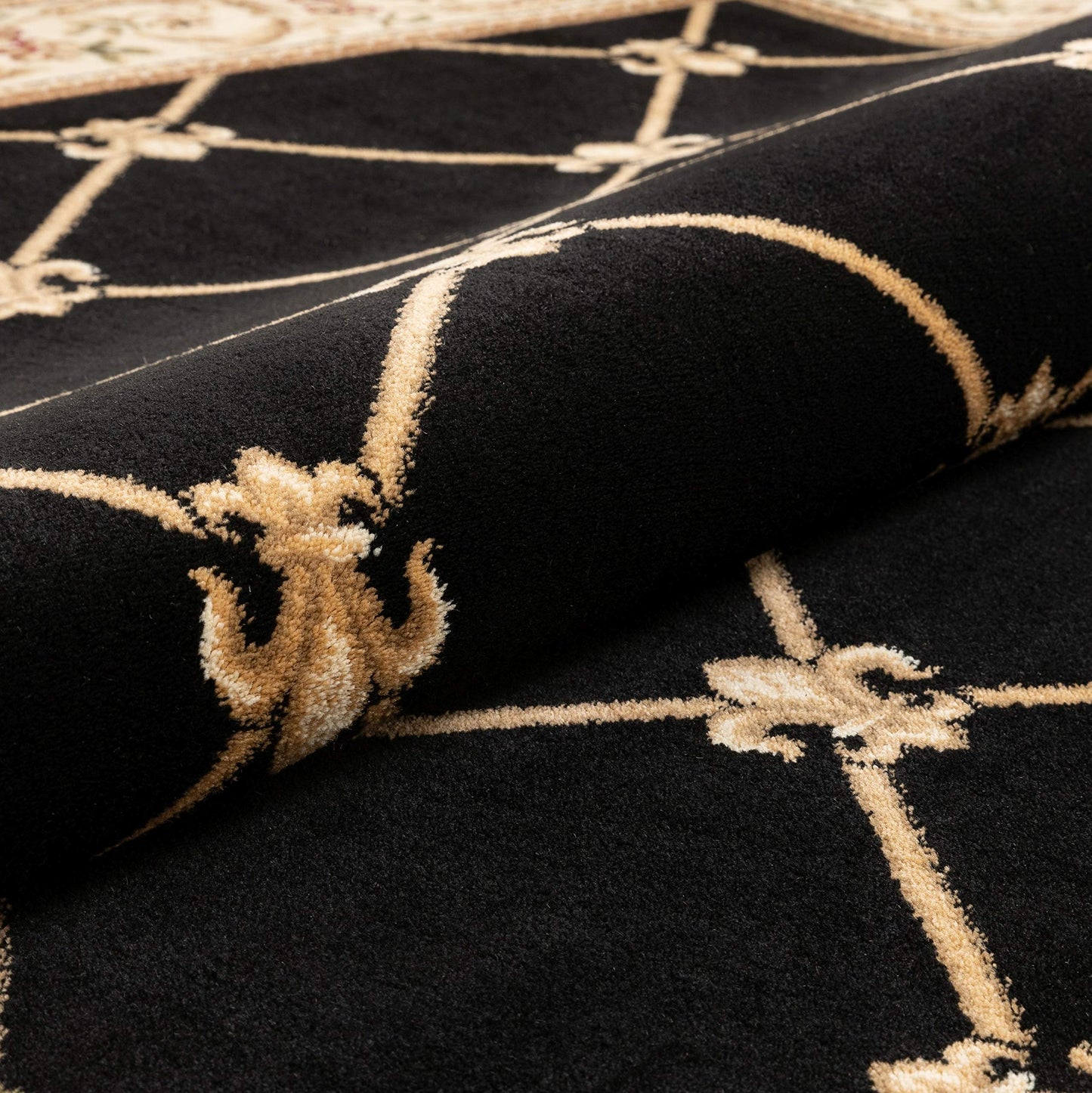 Patrician Trellis Black French European Formal Traditional (5'3" x 7'3") Area Rug Stain Fade Resistant Shed Free Modern Contemporary Floral Transitional Thick Soft Plush Living Dining Room Rug