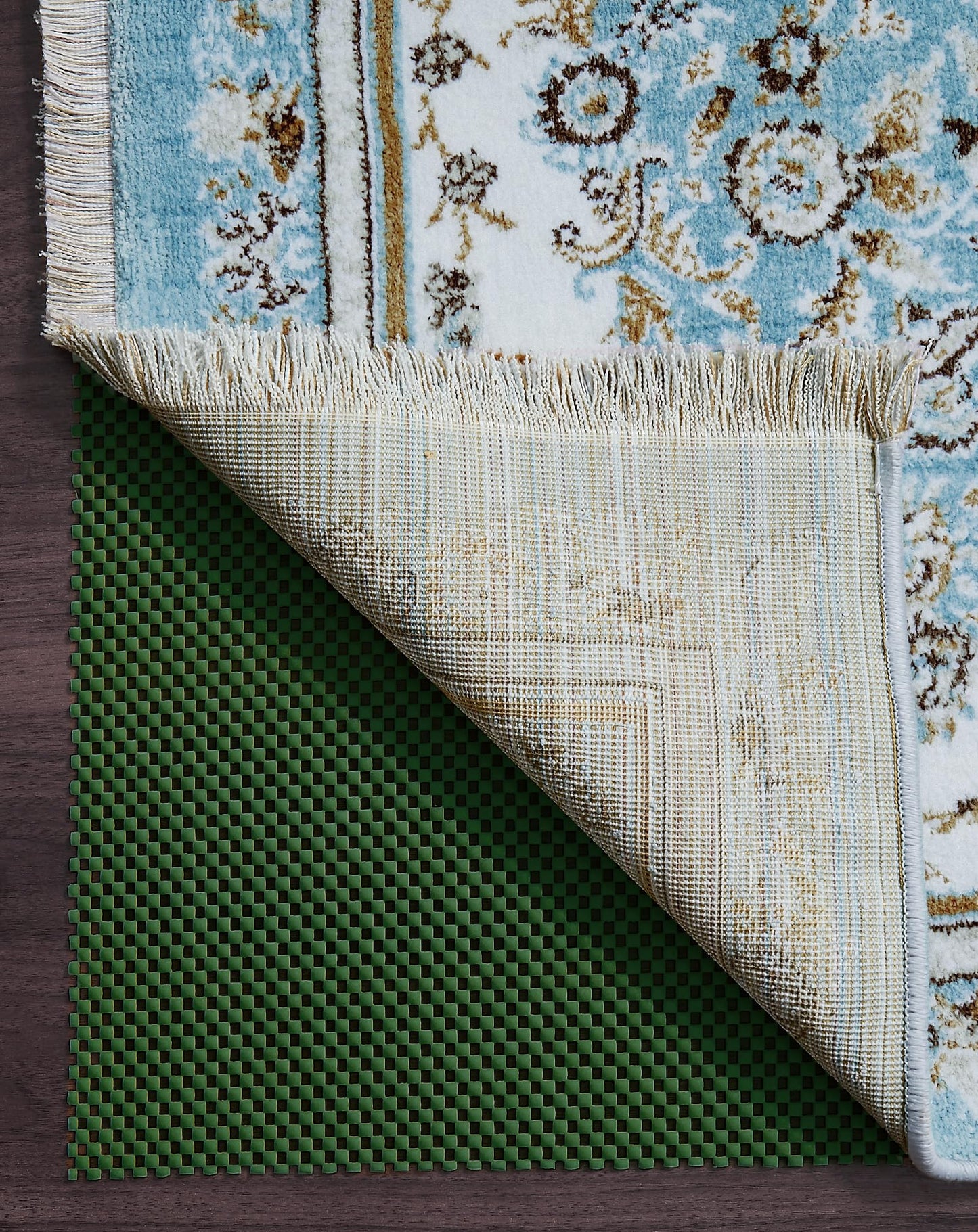 Veken 8x10 Ft Rug Pad Gripper for Hardwood Floors, Non Slip Dark Green Rug Pads for Area Rugs, Thick Rug Grippers for Tile Floors, Under Carpet Anti Skid Mat, Keep Your Rugs Safe and in Place
