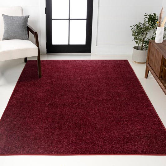 JONATHAN Y Haze Solid Low-Pile Dark Red Indoor Area Rug 4x6, Coastal,Bohemian,Minimalist,Classic, Easy-Cleaning for Living Room,Bedroom,Kitchen,Pet Friendly,Non-Shedding (SEU100Q-4)