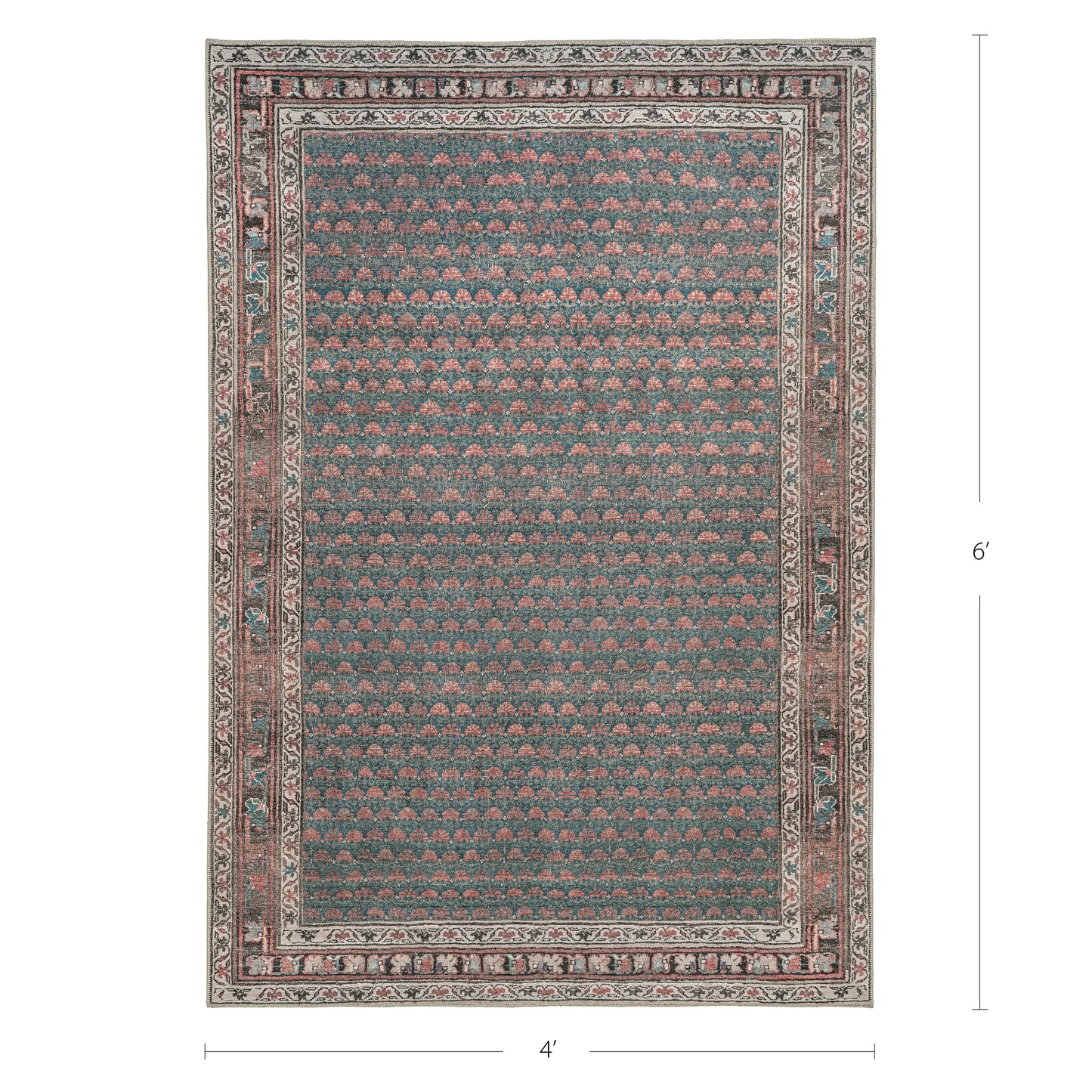 KNOTTING MATTERS Knot Again 4’ x 6’ Area Rug – Clay & Mineral Blue Heritage Flatweave, Low-Pile – Easy Clean Accent Rug – Perfect for Entryway, Hallway, Kitchen, Bedroom – Pet & Kid Friendly