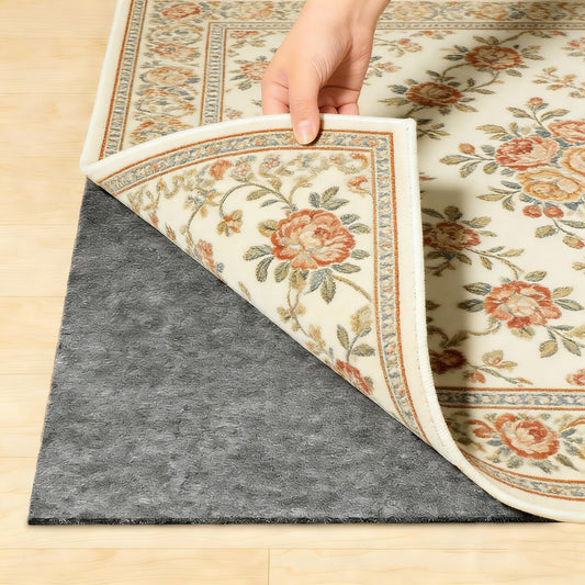 Non Slip Felt Rubber Rug Pad, Thick Felt Rug Pads for Hardwood Floors, Under Area Rugs Protective Cushion Pads for Carpet, Felt and Rubber Underpad for Home Place Surface Safe (Grey, 2' x 4')