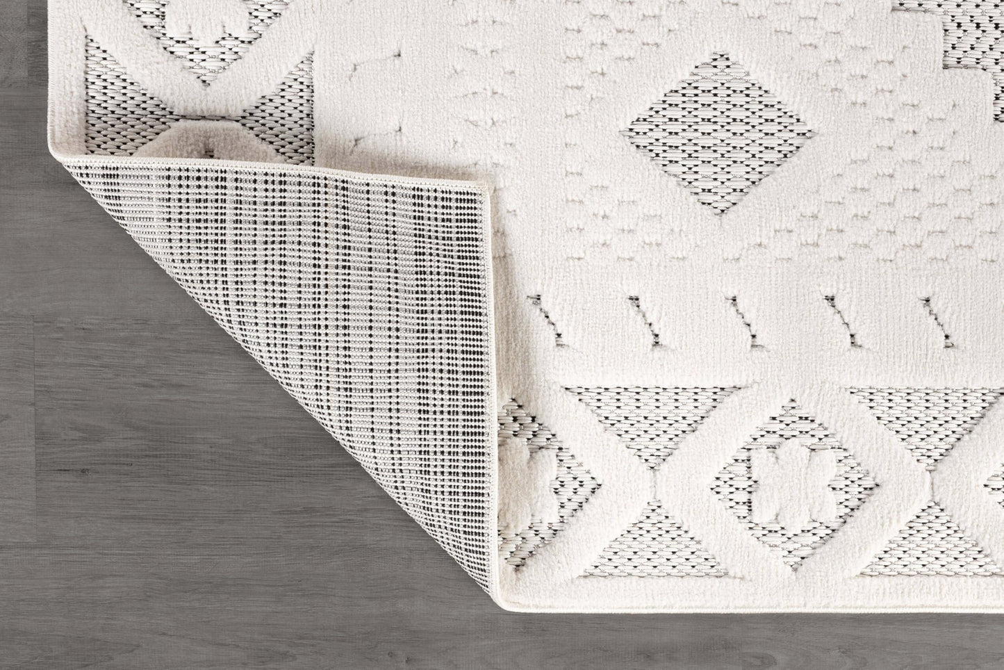 Luul Home Modern Micro Loop Indoor Area Rugs for Living Room Bedroom Kitchen Geometric Trellis White 4x6 Luxury Durable Low and High Pile Non-Shedding Stain Resistant Soft Area Carpet 4 x 6