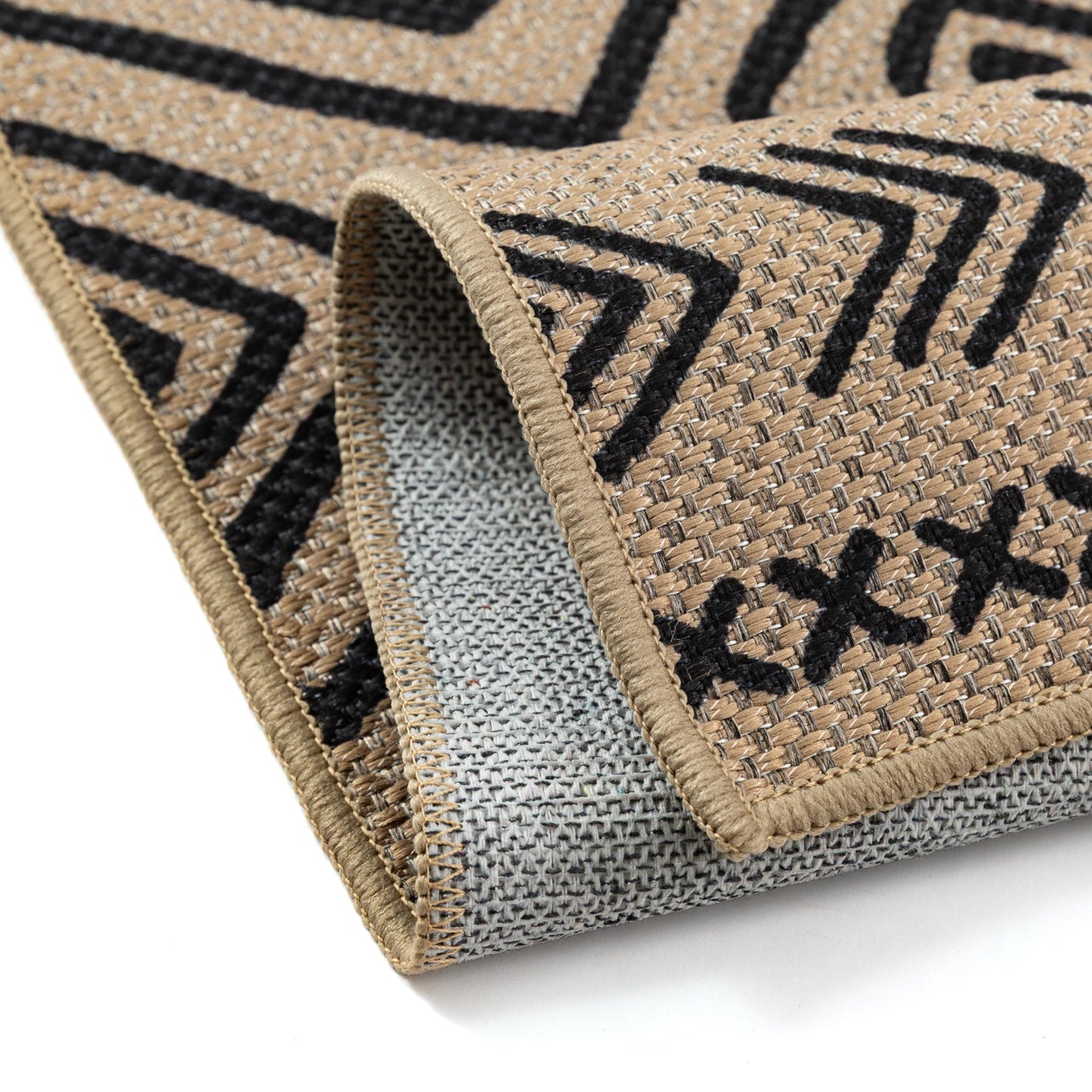 PureCozy 5x8 Easy Jute Outdoor Rug Black Boho Indoor Outdoor Area Rug Farmhouse Patio Carpet for Backyard, Patio, Porch, Living Room， Easy-Cleaning, High Traffic, Pet-Friendly, Non-Shedding